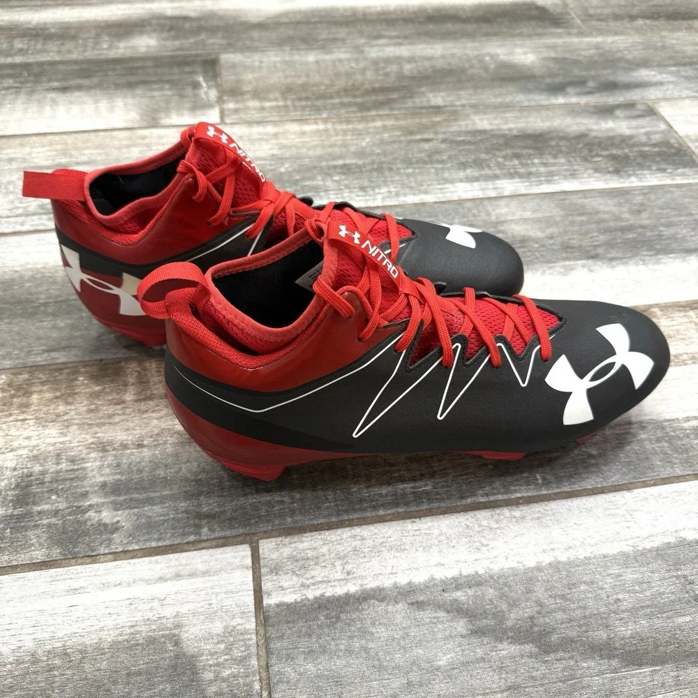 Under Armour‎ Nitro Mid SMS Sample Red Football Cleats 1269717-061 Sz 13 New